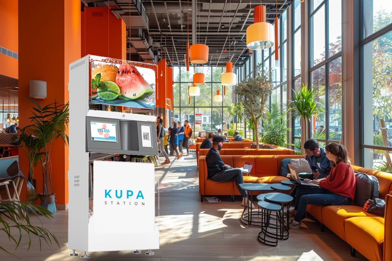 KUPA Station installed in the bright cafeteria of a large enterprise